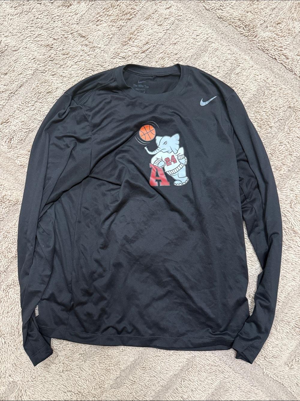 Alabama Crimson Tide Nike Black Long-Sleeve Tee Basketball Large Mens shirt